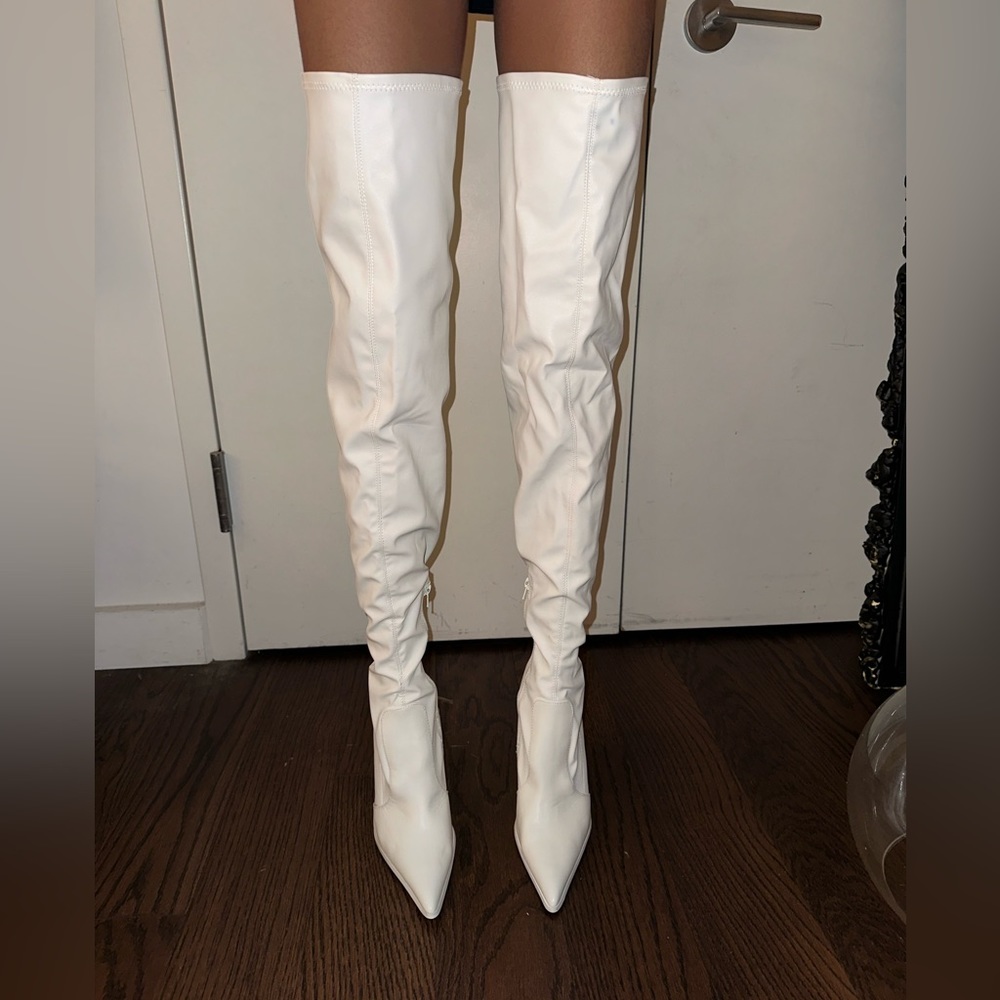 White Knee High Boots